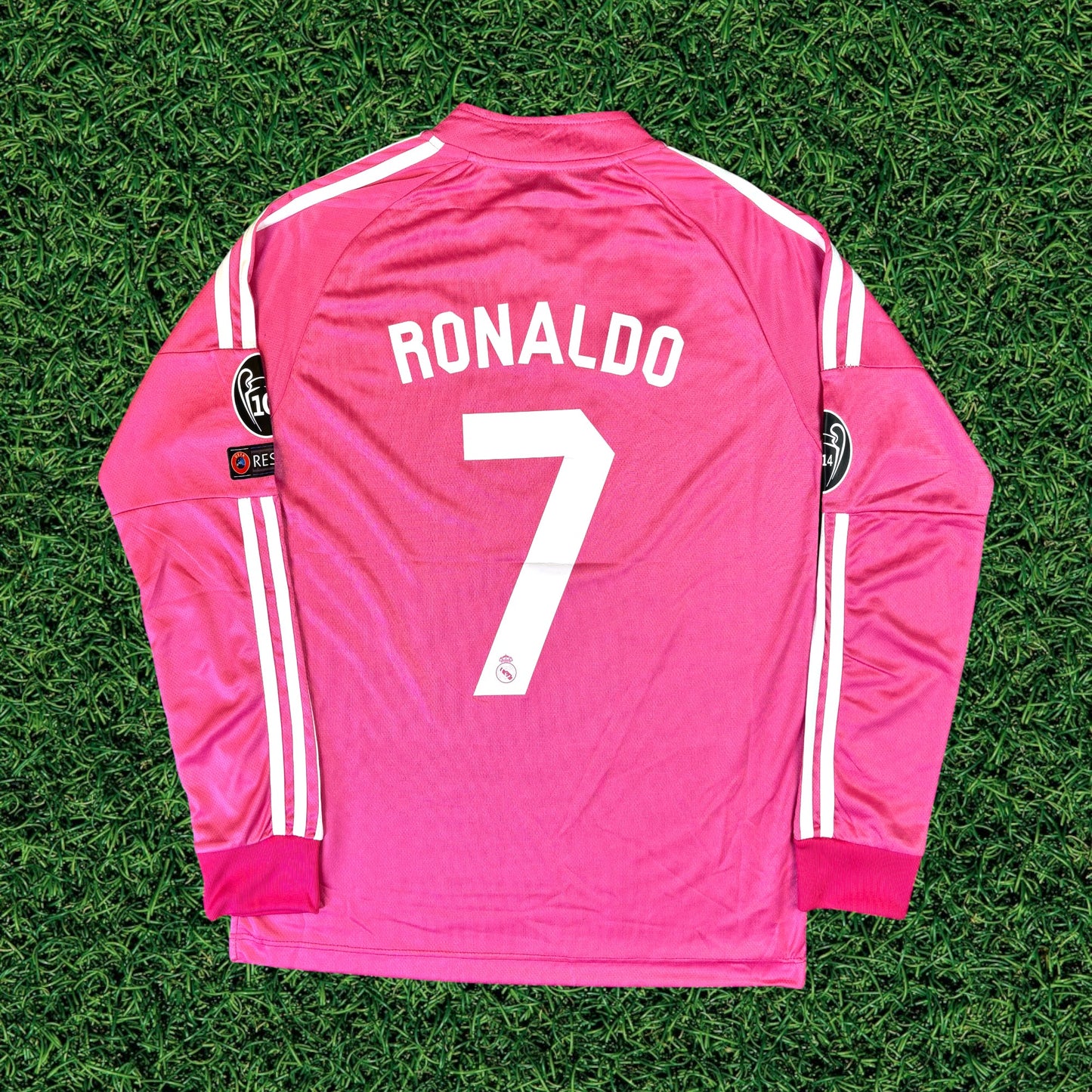 Real Madrid 2014-15 Pink Away Long Sleeve Jersey - Ronaldo #7